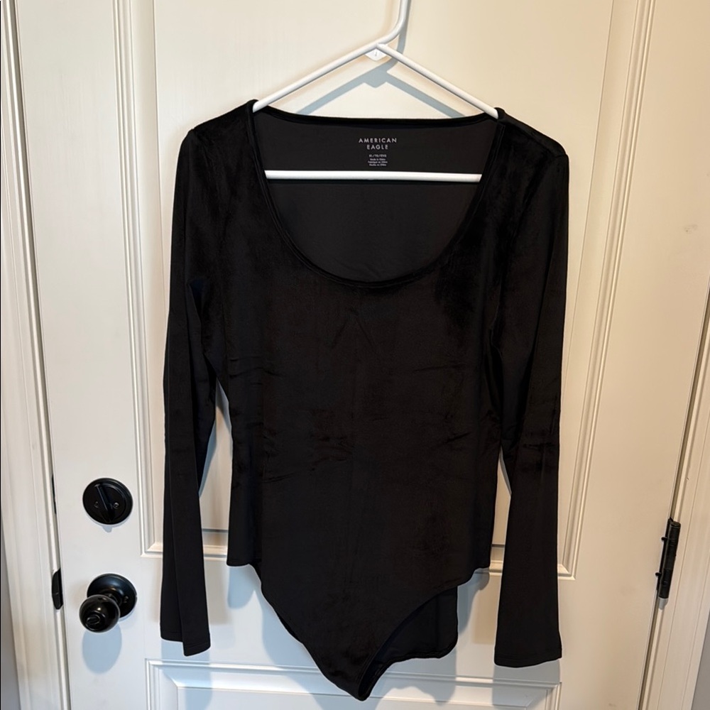American Eagle Black Velvet Bodysuit